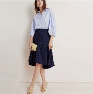 Anthropologie Maeve Miranda Textured High Low Midi Skirt Size Small